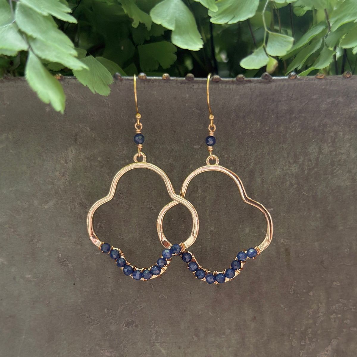 Royal Blue Azurite Midi Clover Earrings