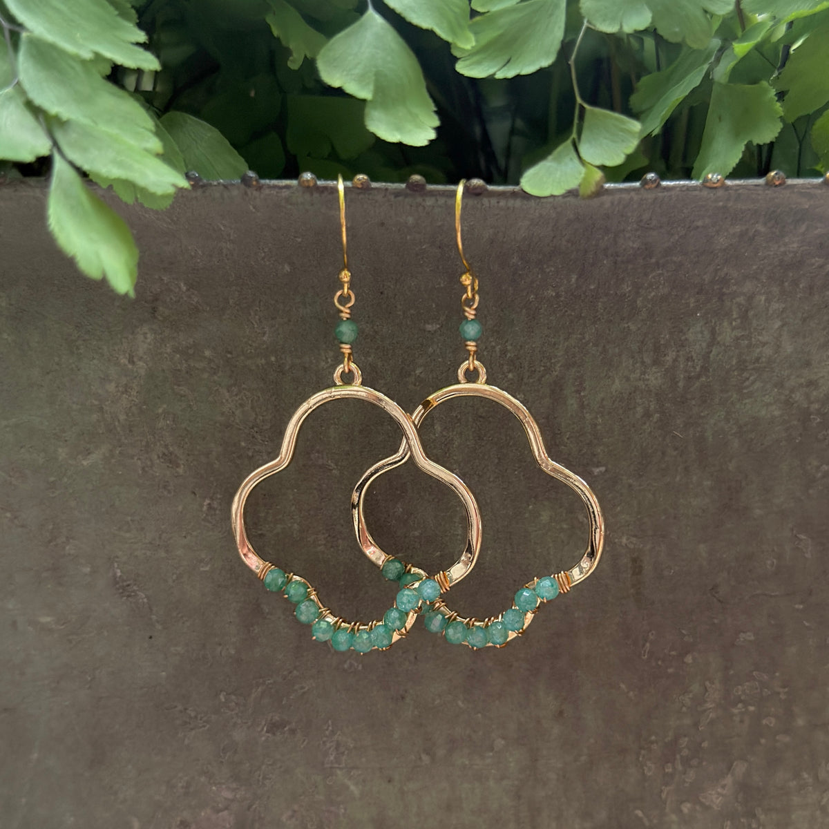 Mint Green Jade Midi Clover Earrings