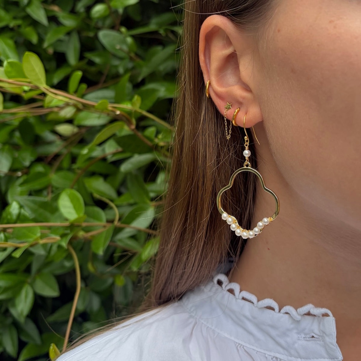 Freshwater Pearl Midi Clover Earrings