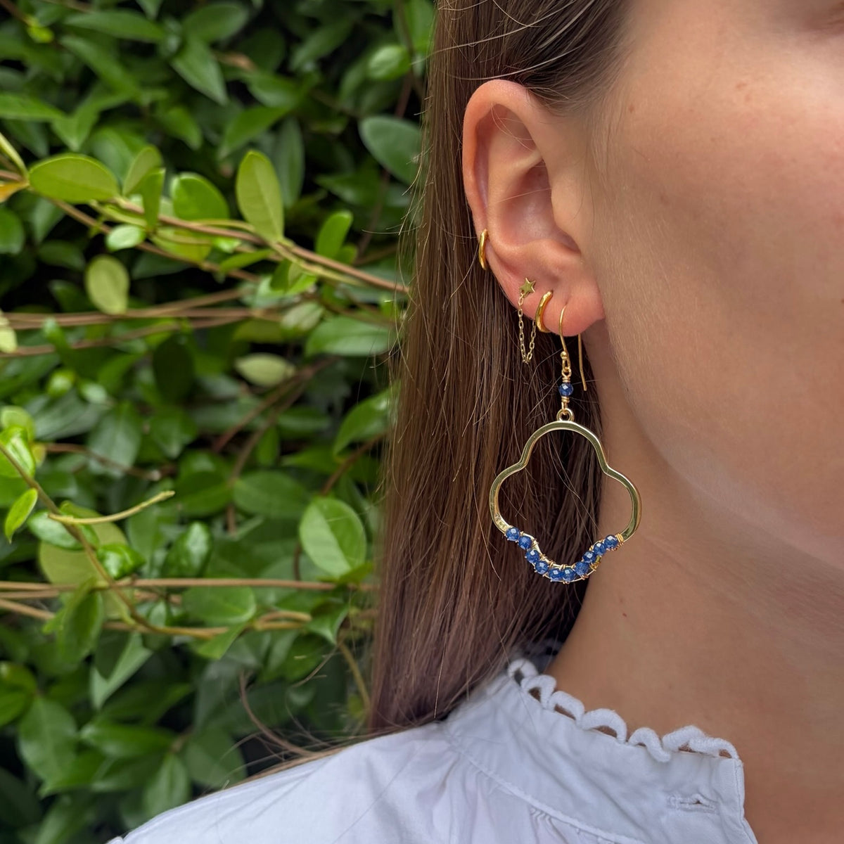 Royal Blue Azurite Midi Clover Earrings