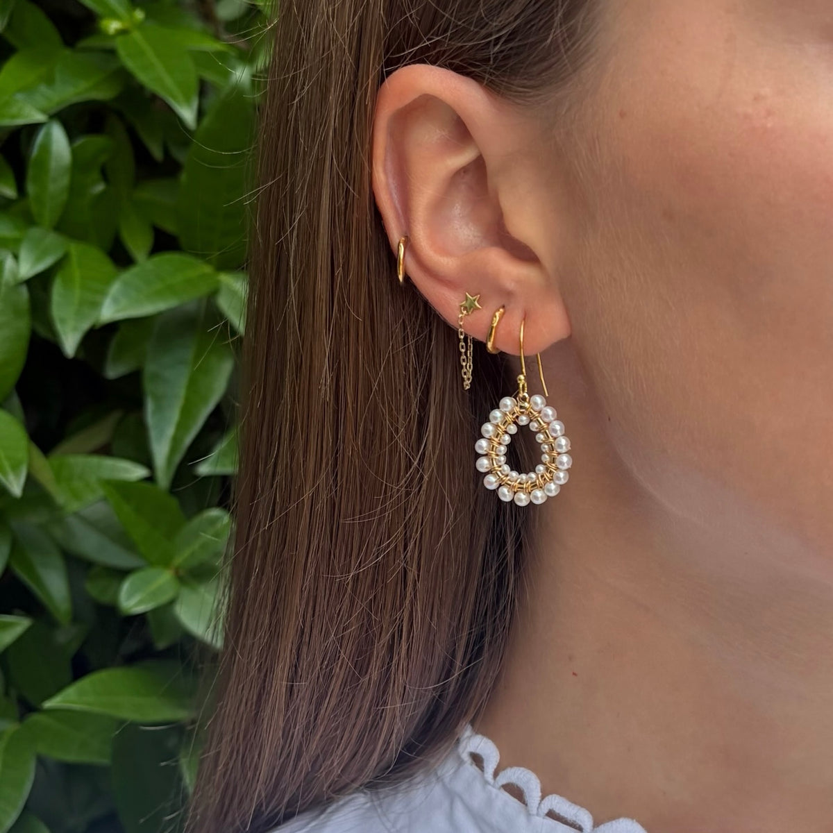 Freshwater Pearl Double Beaded Mini Teardrop Earrings