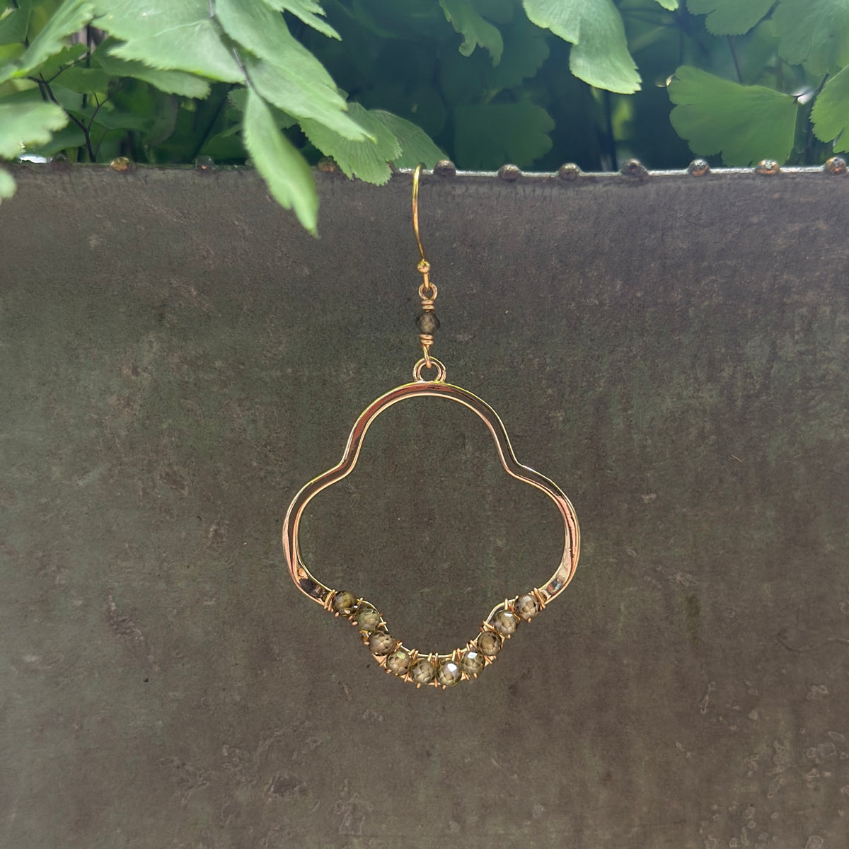 Olive Green Peridot Midi Clover Earrings