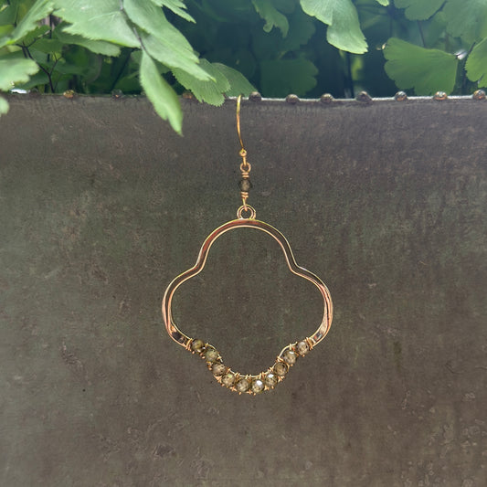 Olive Green Peridot Midi Clover Earrings