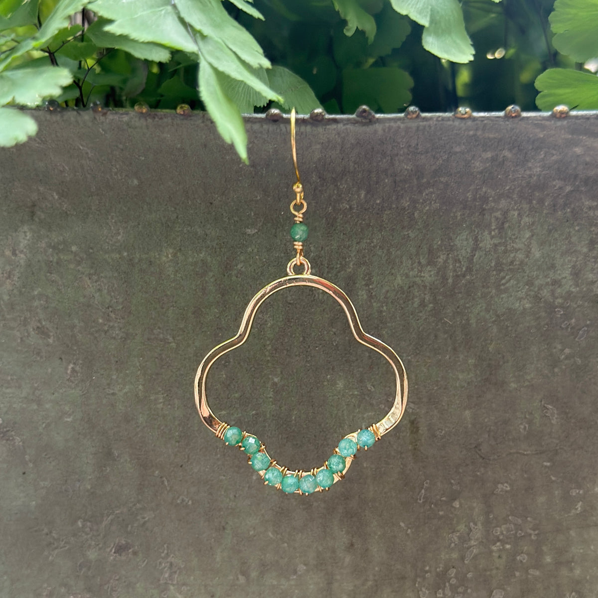 Mint Green Jade Midi Clover Earrings