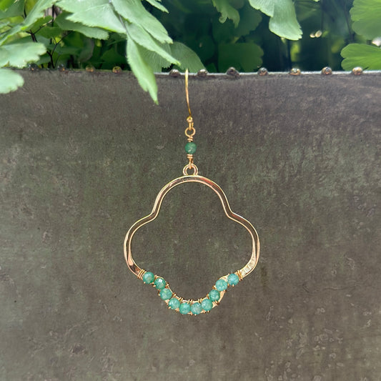 Mint Green Jade Midi Clover Earrings