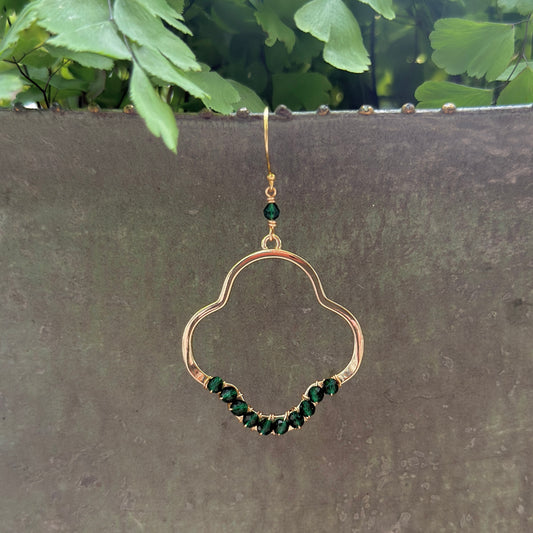 Emerald Green Jade Midi Clover Earrings