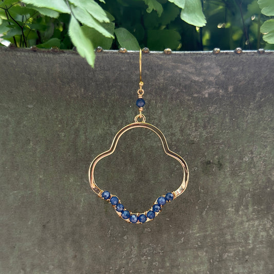 Royal Blue Azurite Midi Clover Earrings