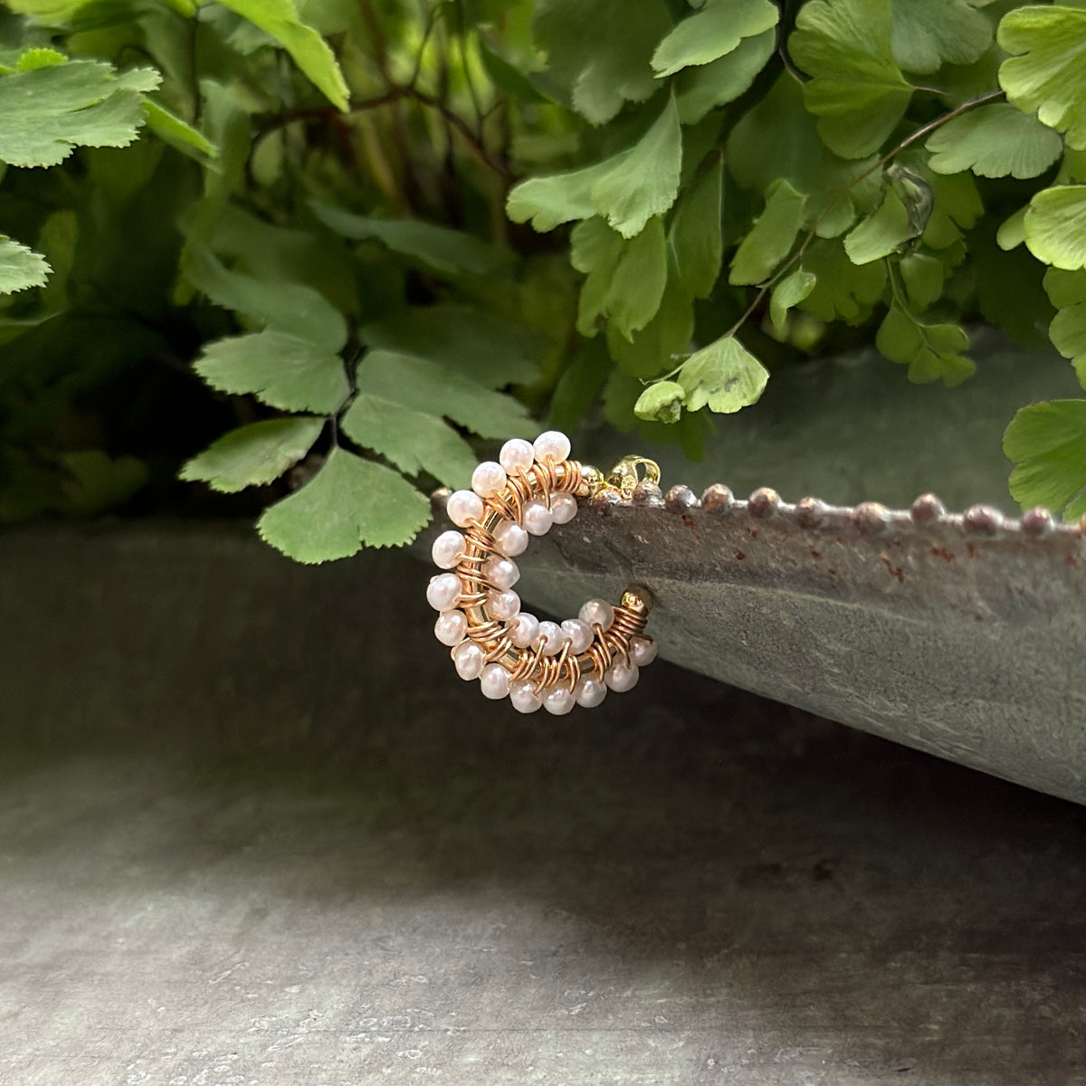 Freshwater Pearl Double Beaded Mini Hoops