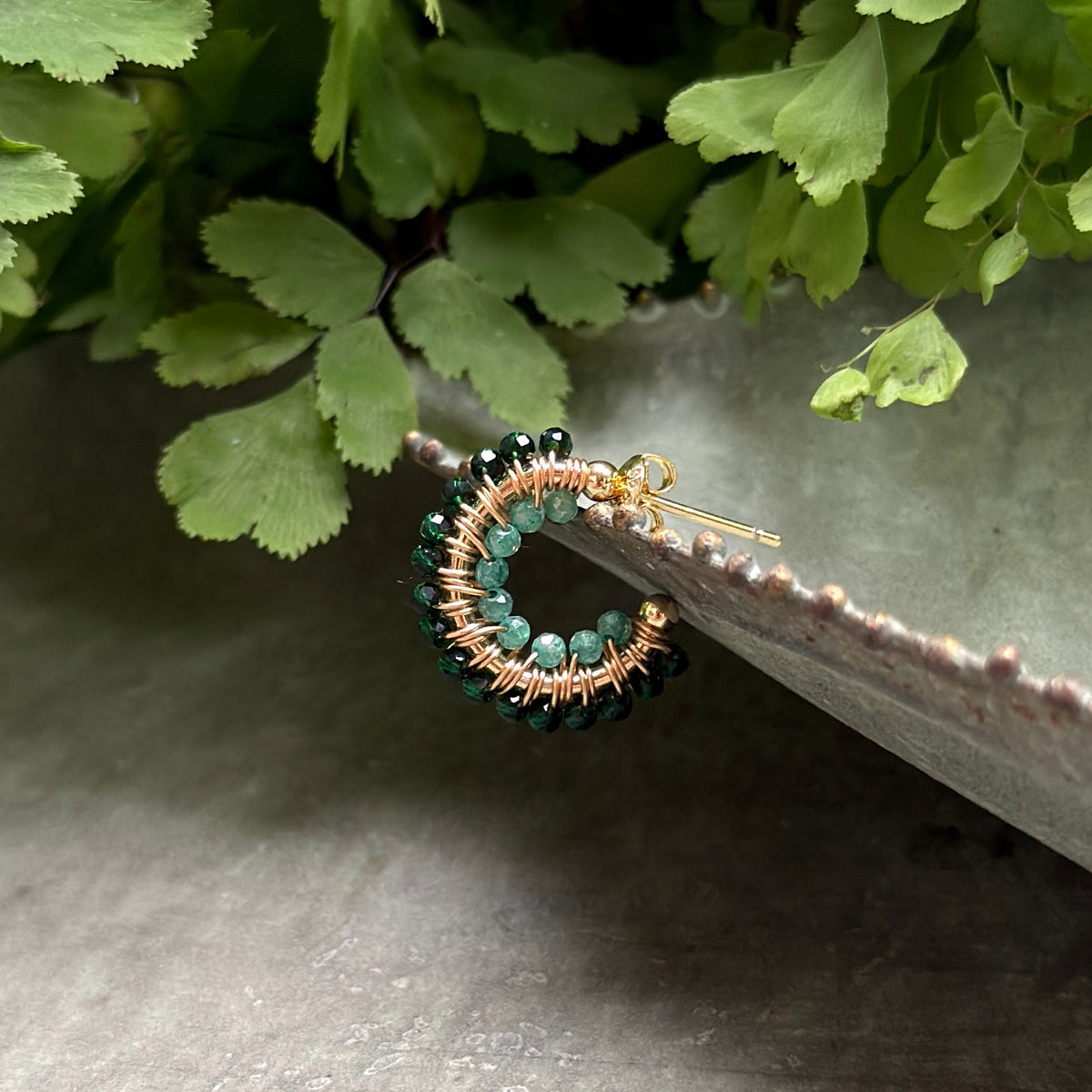 Emerald & Mint Jade Double Beaded Mini Hoops