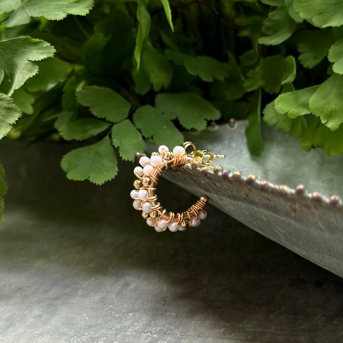 Freshwater Pearl Mini Bobble Hoop Beaded Earrings