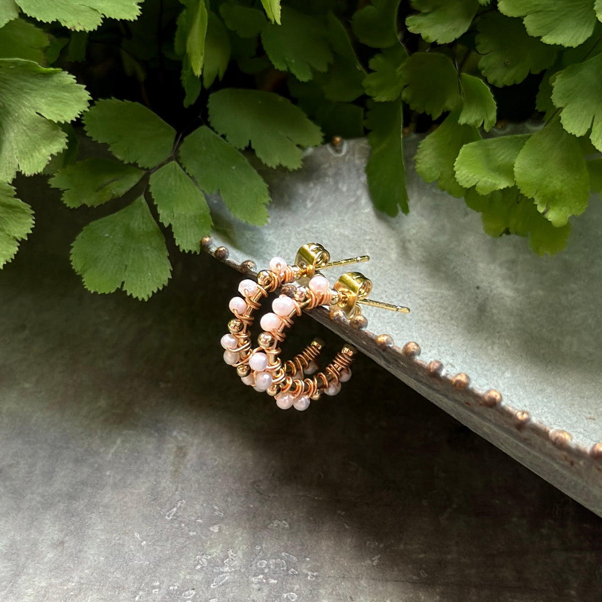 Freshwater Pearl Mini Bobble Hoop Beaded Earrings