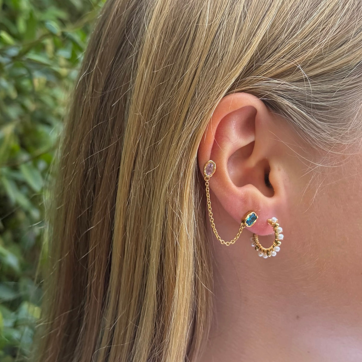Freshwater Pearl Mini Bobble Hoop Beaded Earrings