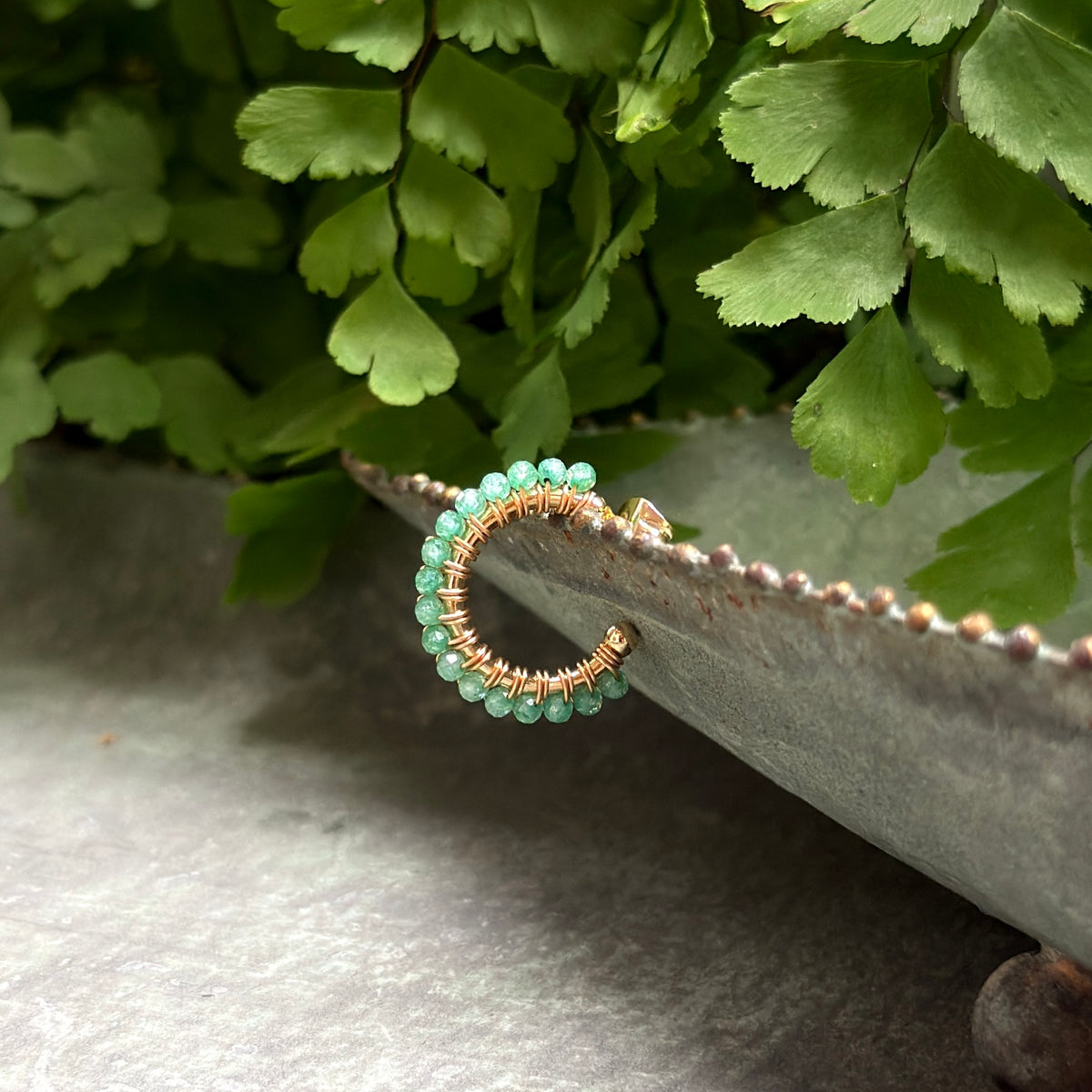Fine Mint Green Jade Mini Hoop Beaded Earrings