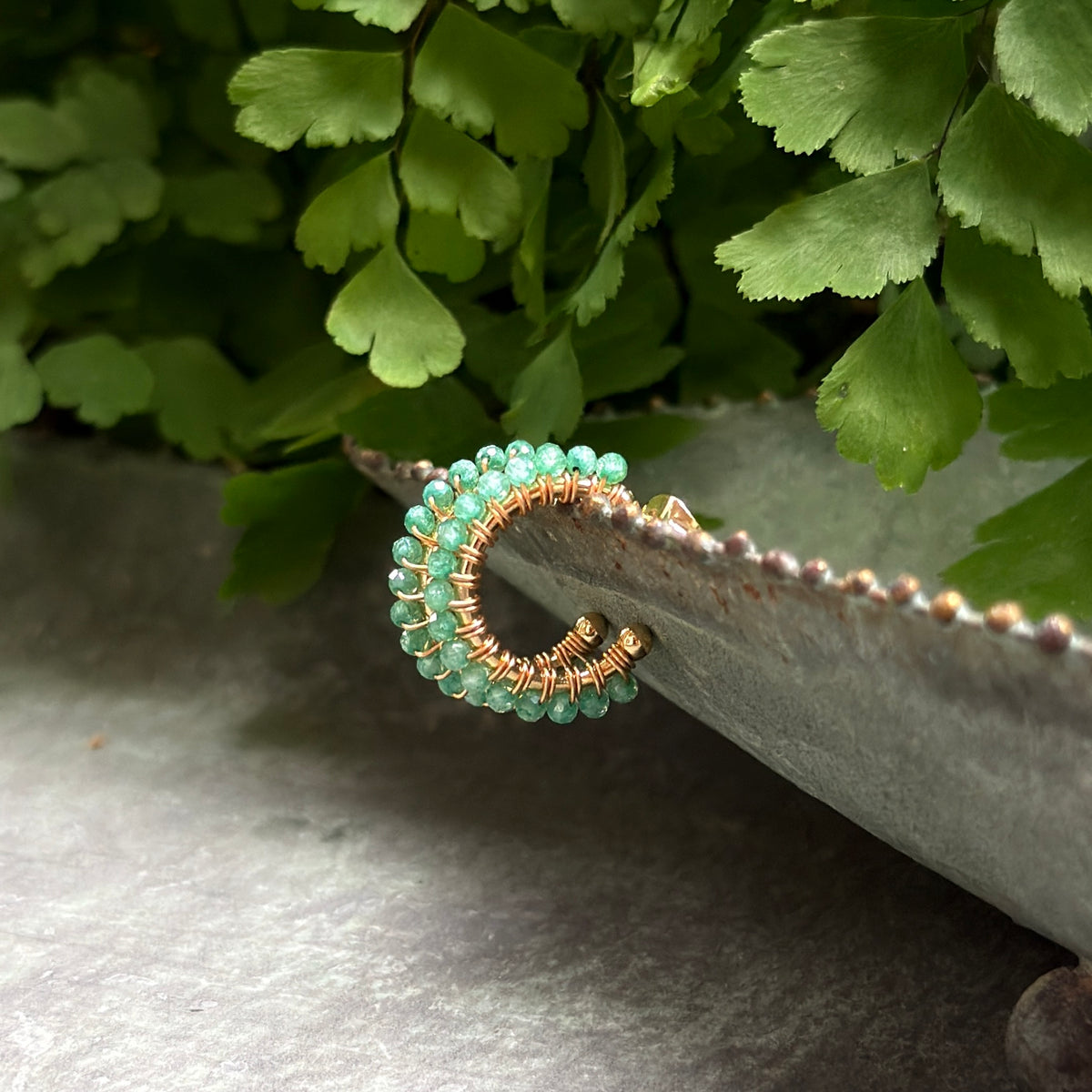 Fine Mint Green Jade Mini Hoop Beaded Earrings