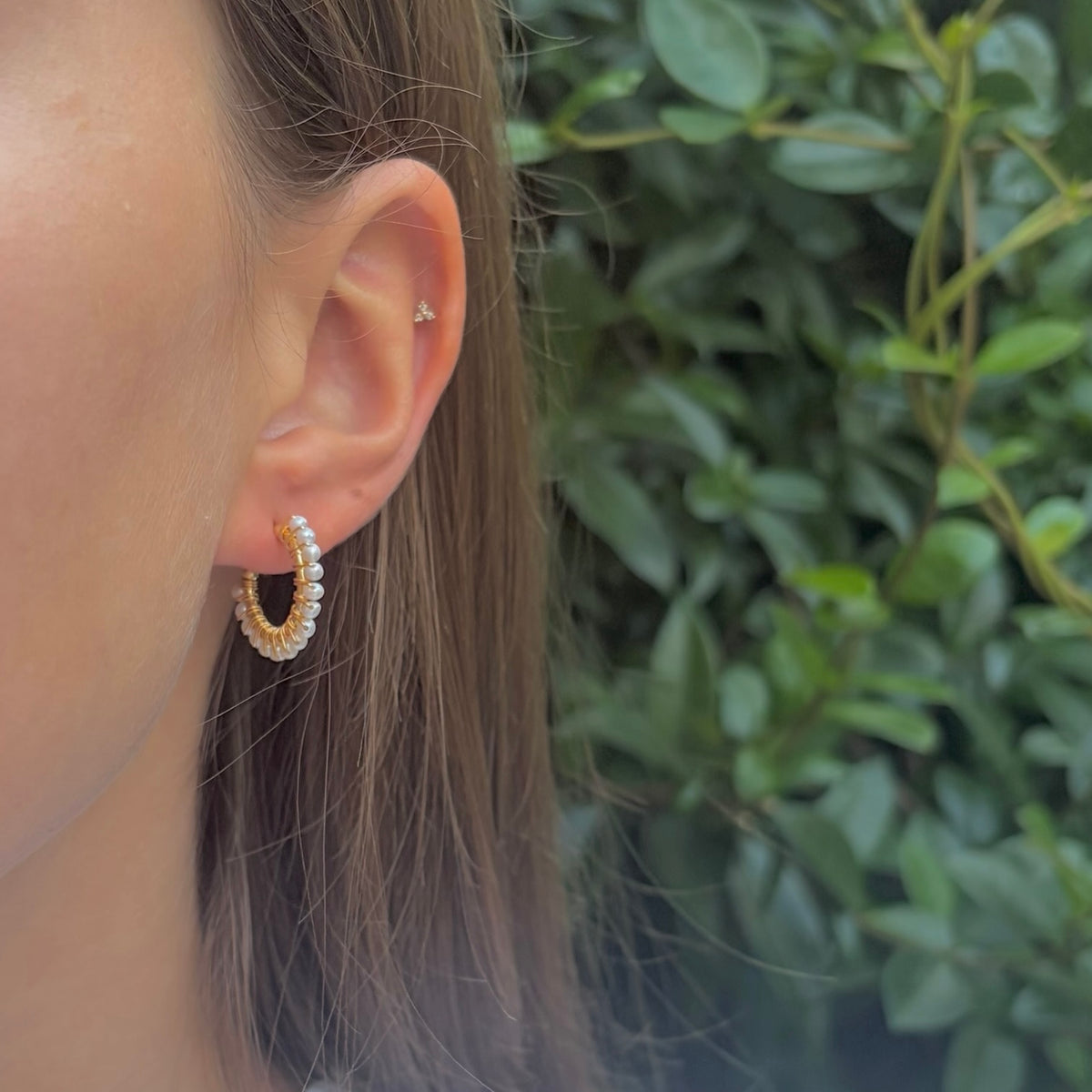 Fine Freshwater Pearl Mini Hoop Beaded Earrings