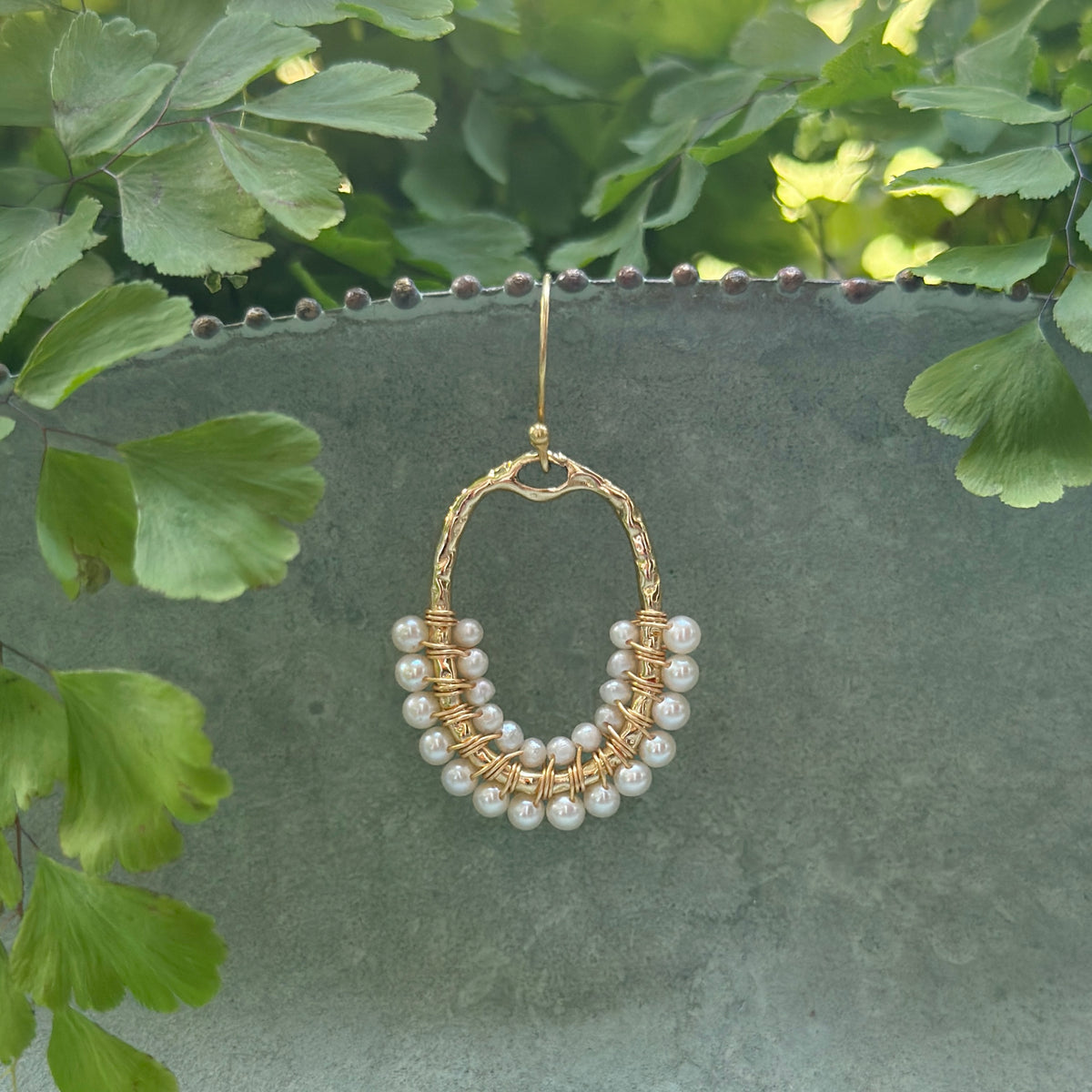 Freshwater Pearl 1/2 Oval Beaded Earrings