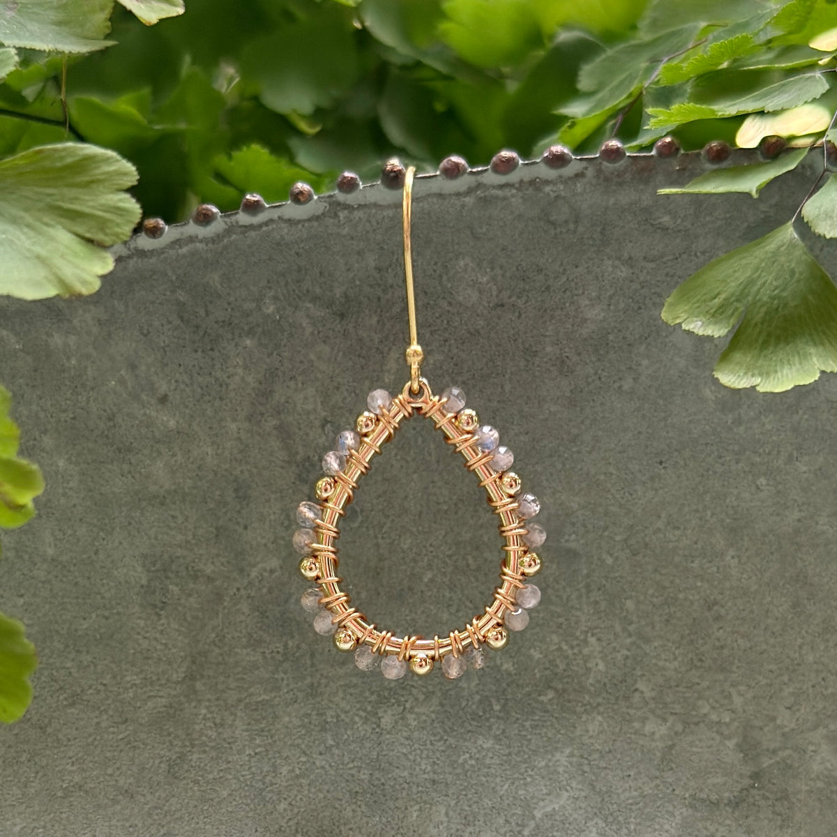 Grey Labradorite Mini+ Bobble Teardrop Earrings