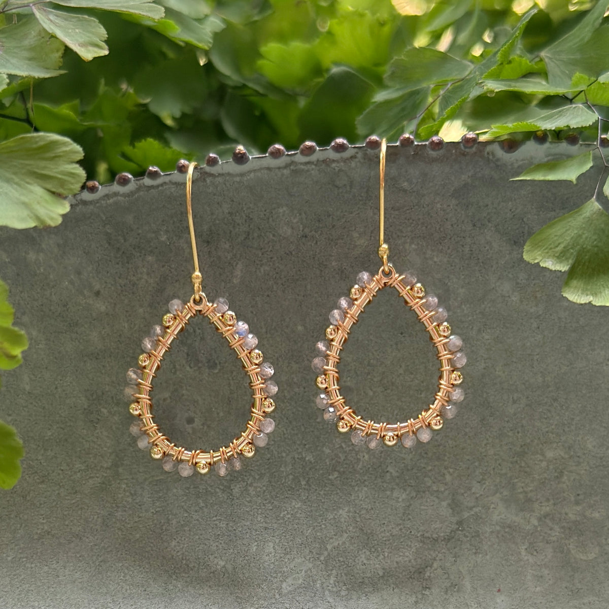Grey Labradorite Mini+ Bobble Teardrop Earrings