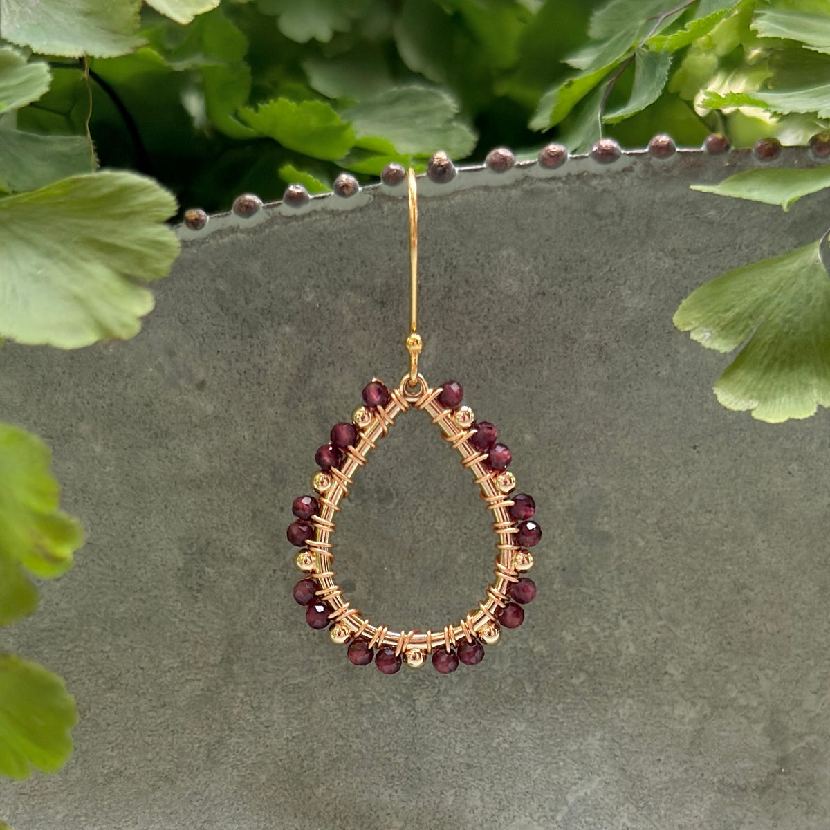 Burgundy Red Mini+ Bobble Teardrop Earrings