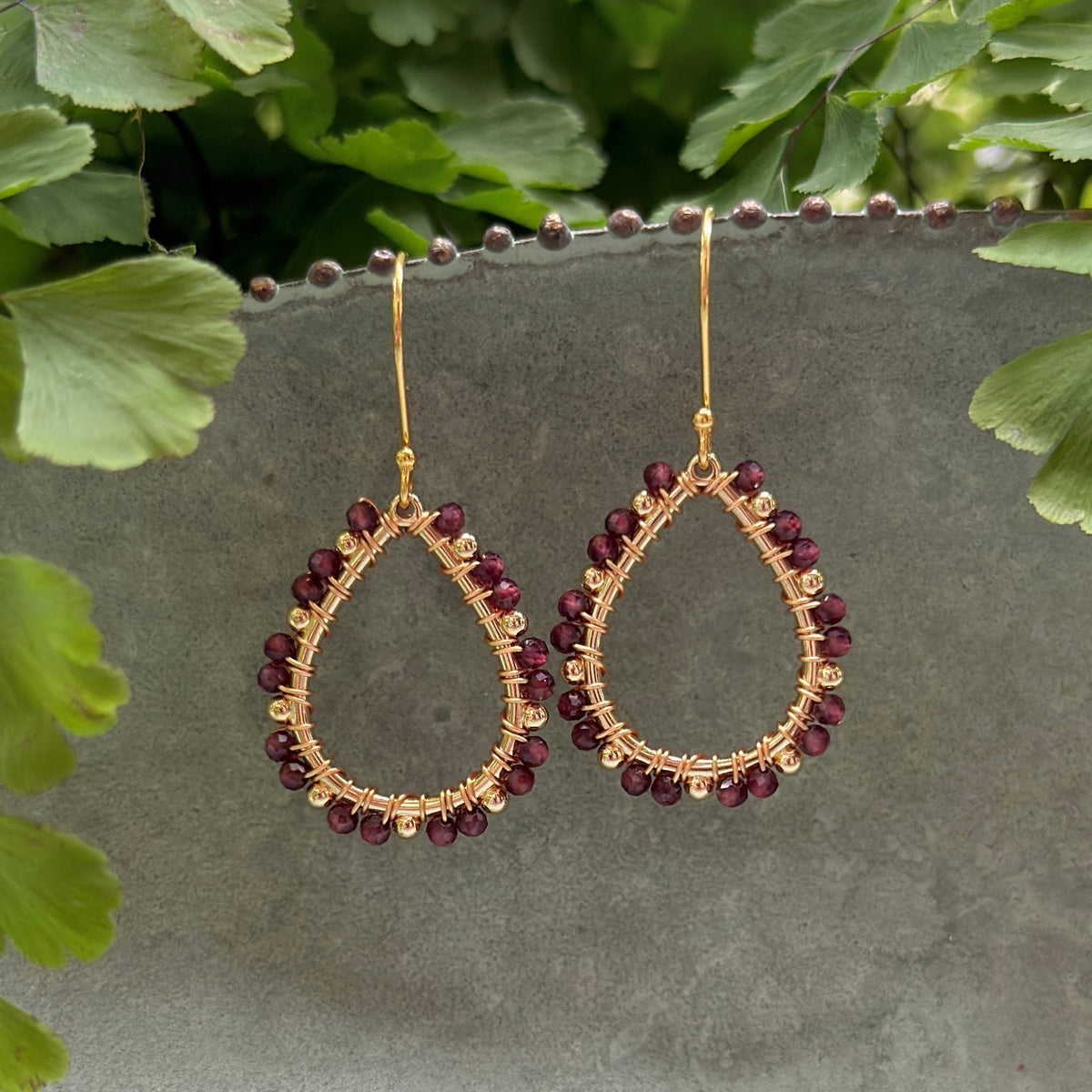 Burgundy Red Mini+ Bobble Teardrop Earrings