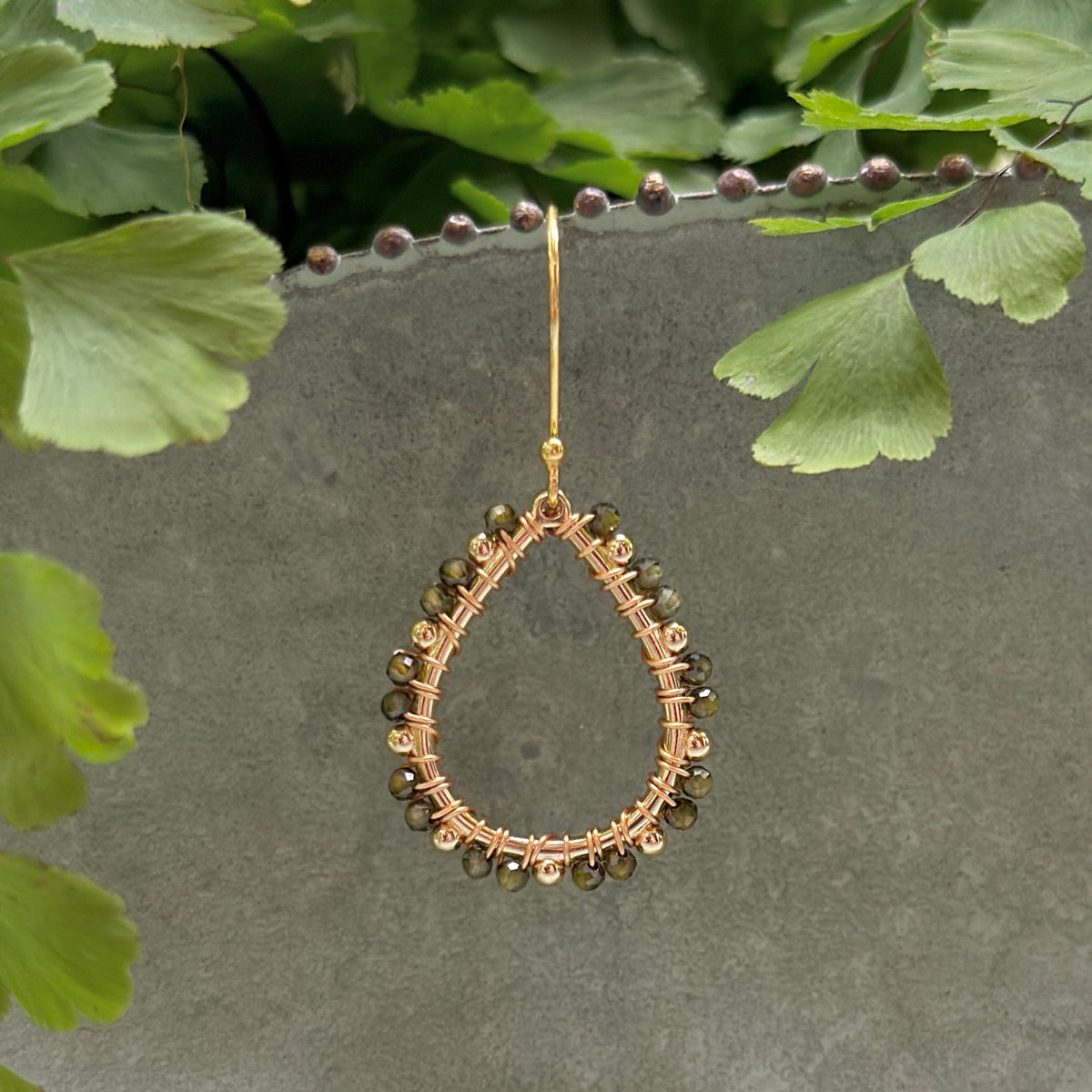 Olive Green Peridot Mini+ Bobble Teardrop Earrings