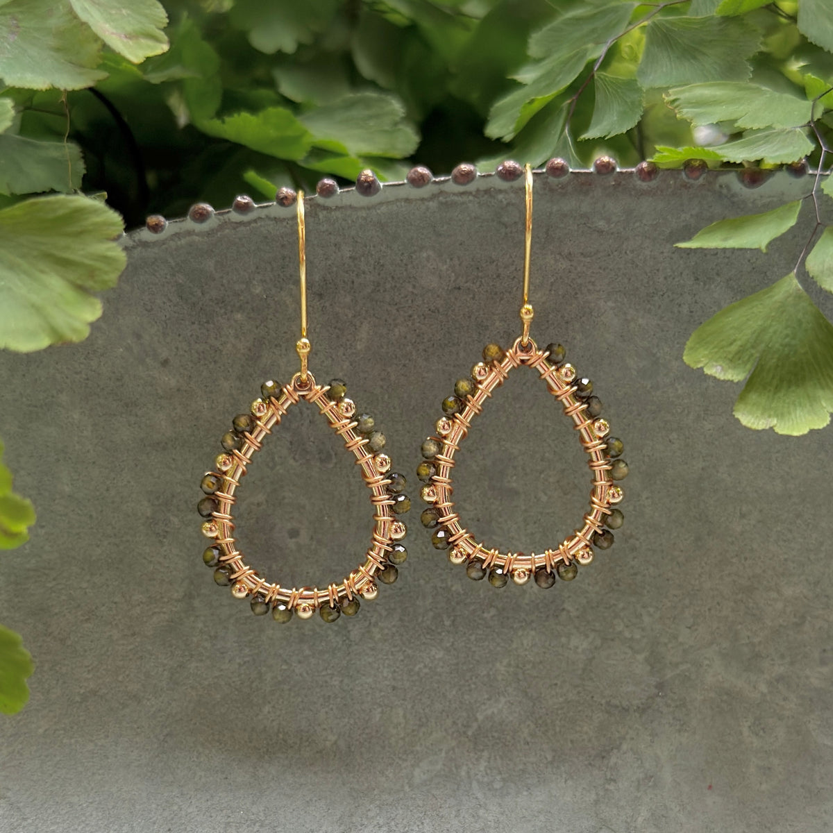 Olive Green Peridot Mini+ Bobble Teardrop Earrings
