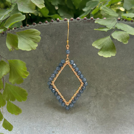 Airforce Blue Quartz Kite Beaded Earrings
