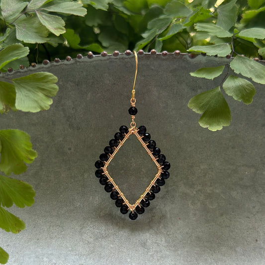 Black Onyx Kite Beaded Earrings