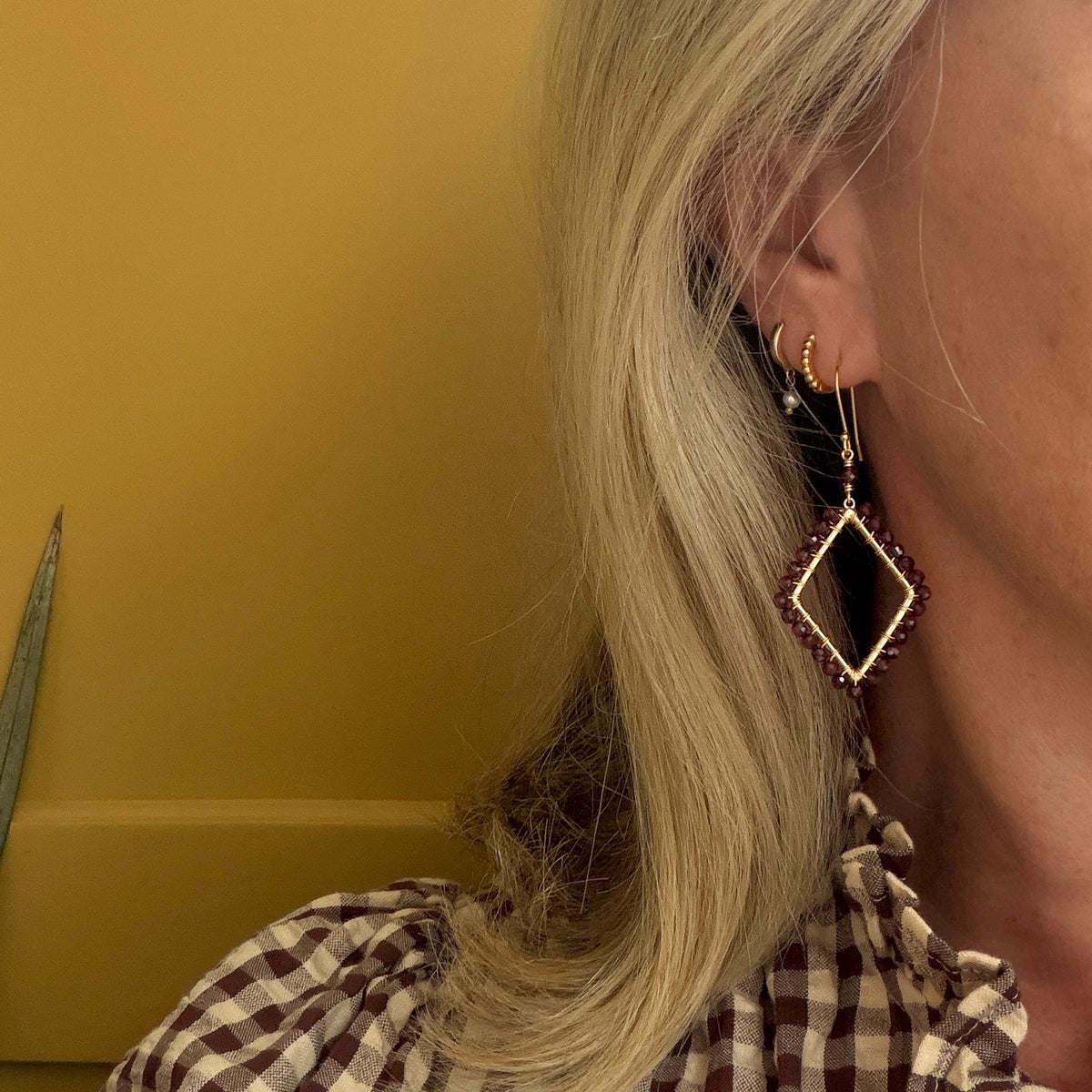 Airforce Blue Quartz Kite Beaded Earrings