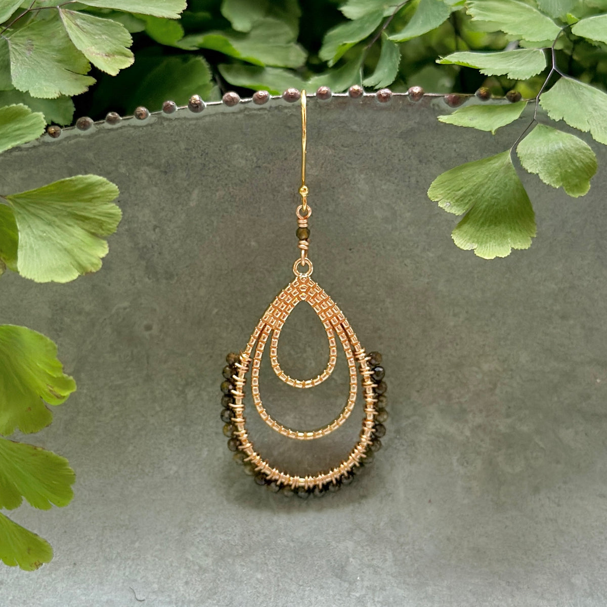 Olive Green Peridot Verona Teardrop Earrings