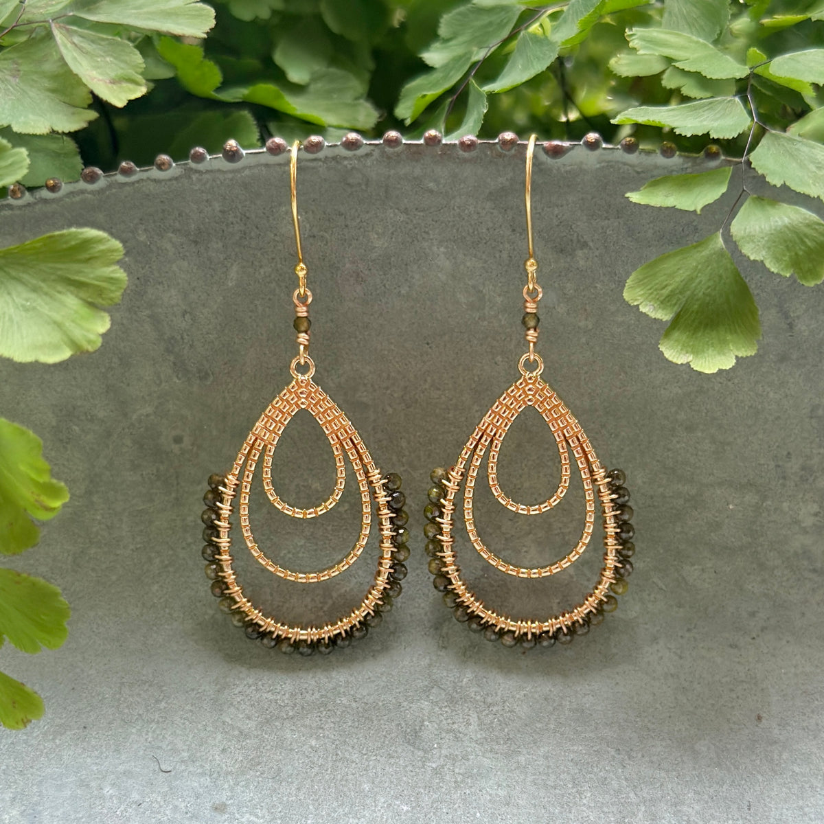 Olive Green Peridot Verona Teardrop Earrings