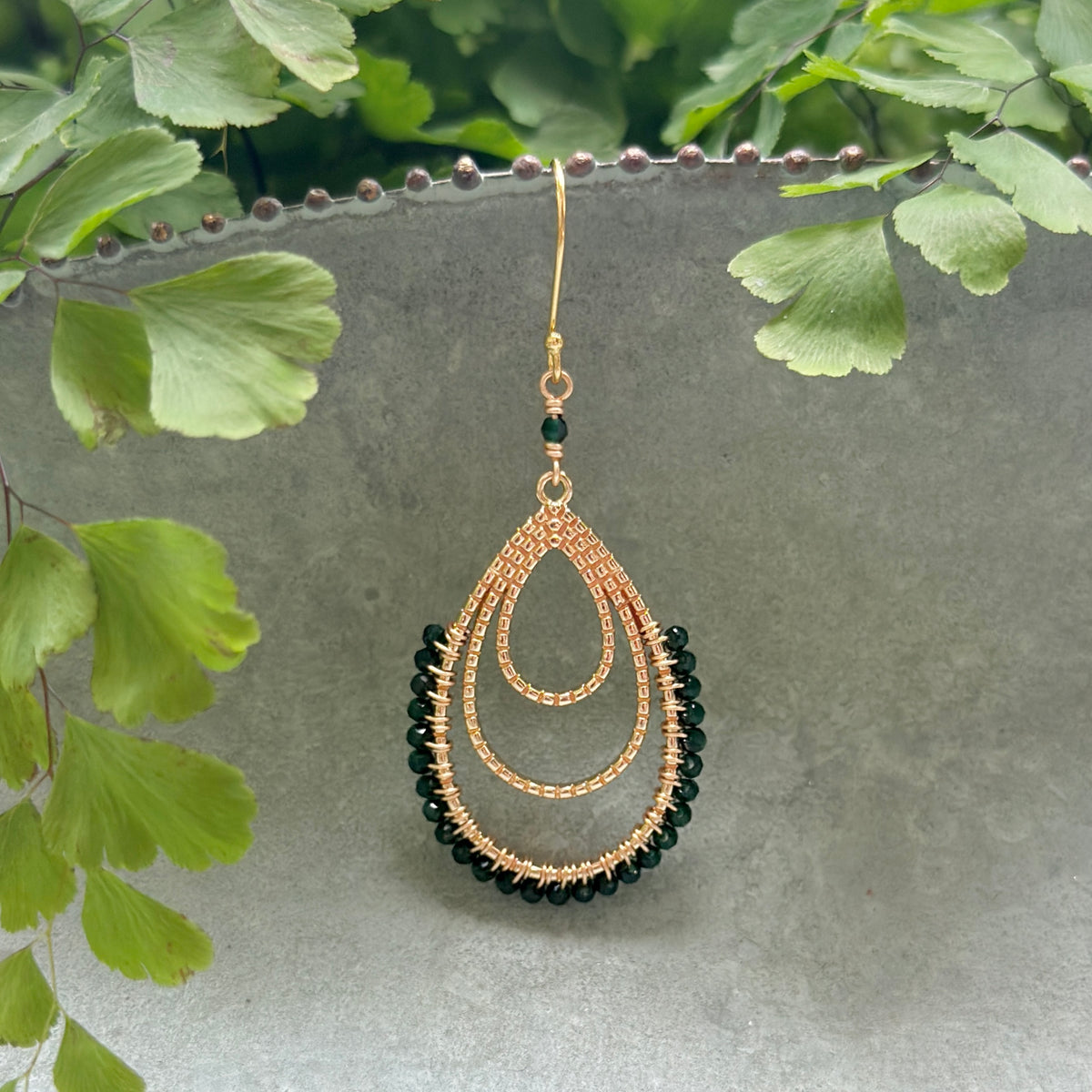 Emerald Green Jade Verona Teardrop Earrings