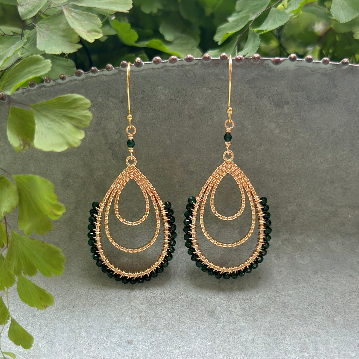 Emerald Green Jade Verona Teardrop Earrings