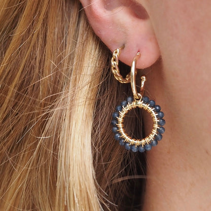 Mini Hoop Earrings + Beaded Circle Charms