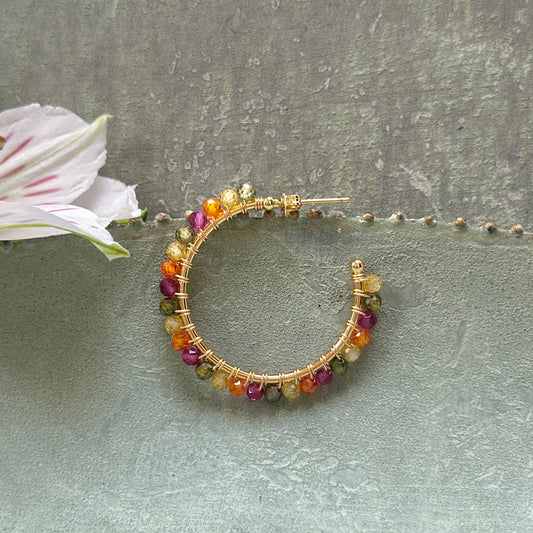 Tutti Frutti Solid Midi Hoop Beaded Earrings