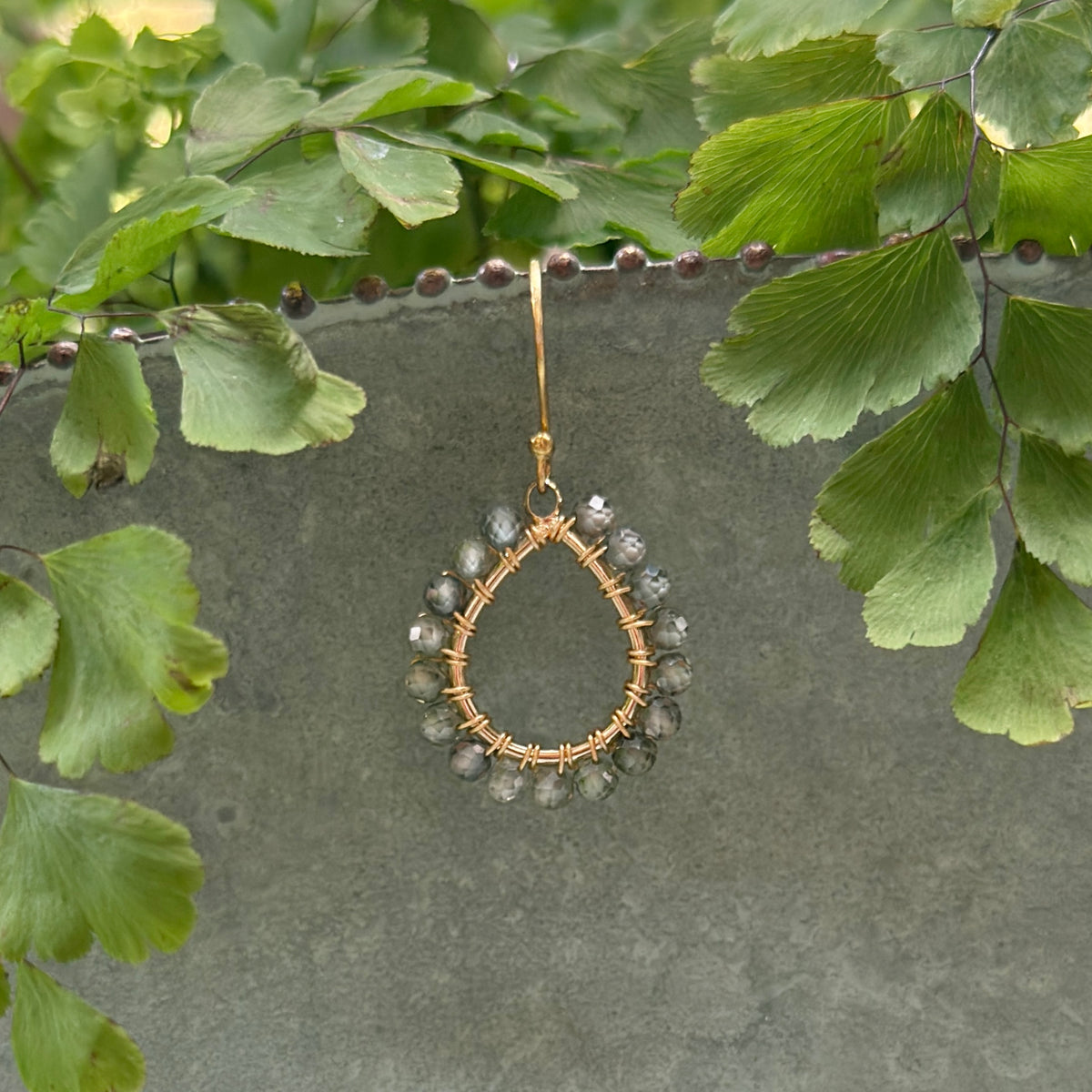 Sage Green Agate Mini Teardrop Earrings