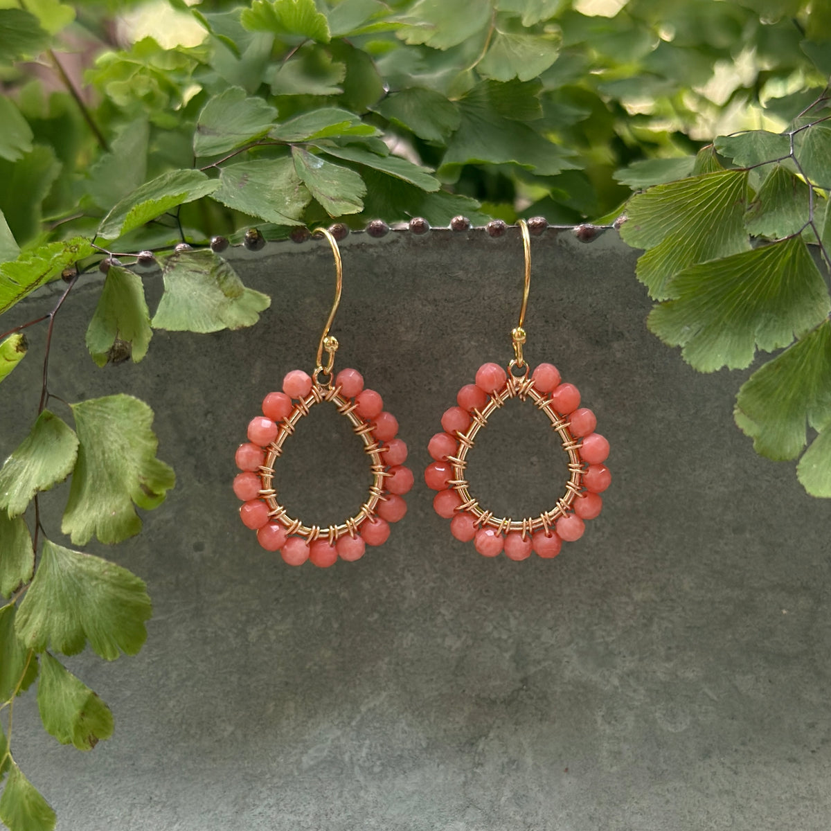 Coral Mini Teardrop Earrings