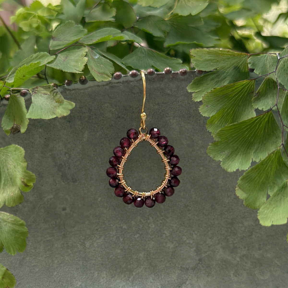Burgundy Red Garnet Mini Teardrop Earrings