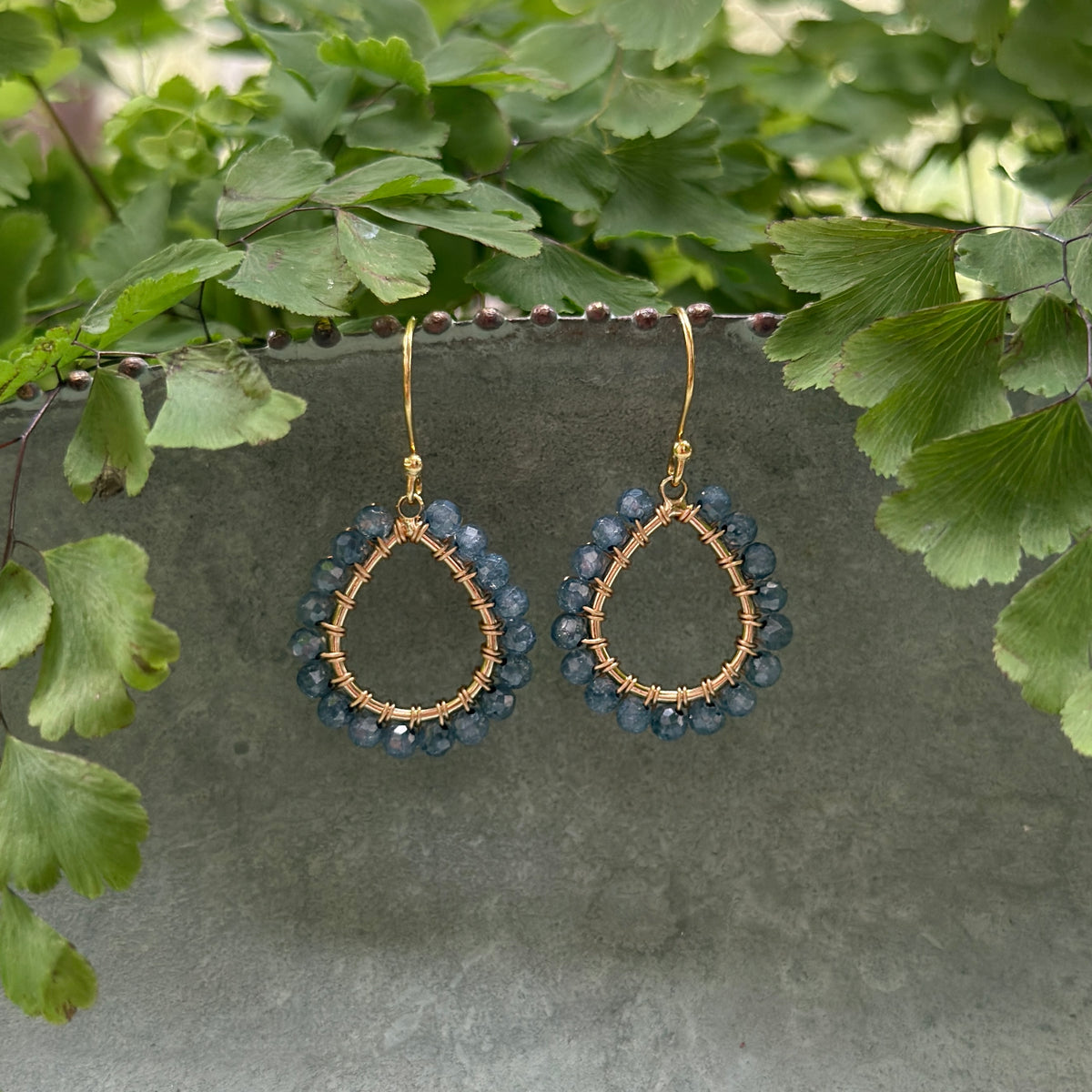 Airforce Blue Quartz Mini Teardrop Earrings