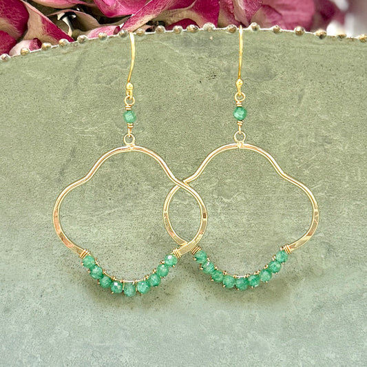 Apple Green Jade Clover Earrings