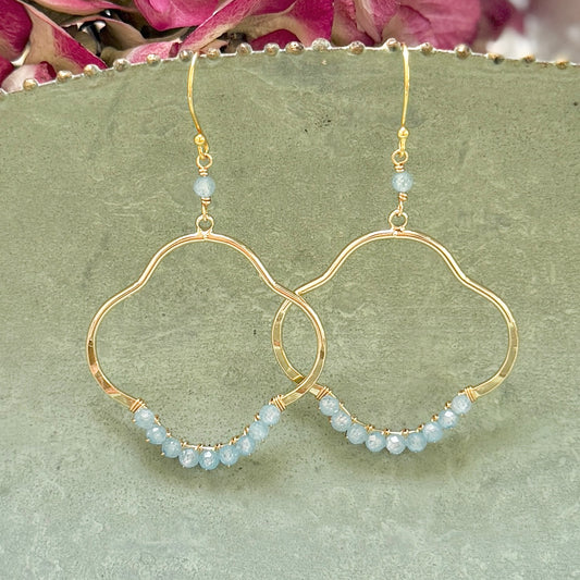 Powder Blue Quartz Clover Earrings