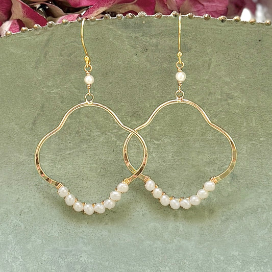 Freshwater Pearl Clover Earrings