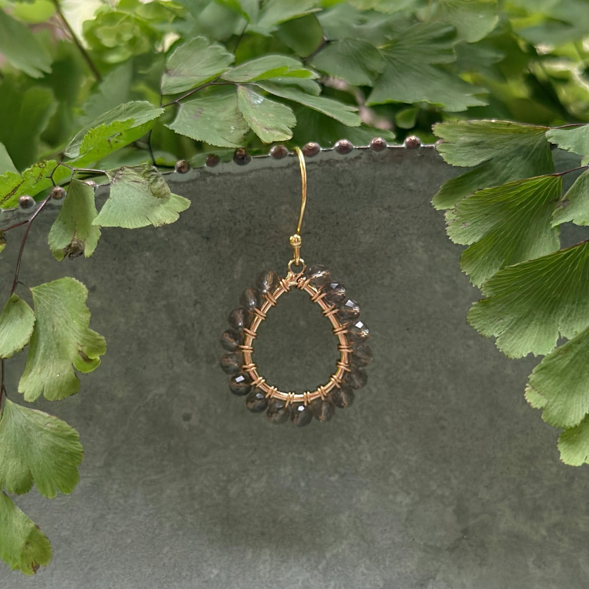 Taupe Agate Mini Teardrop Earrings