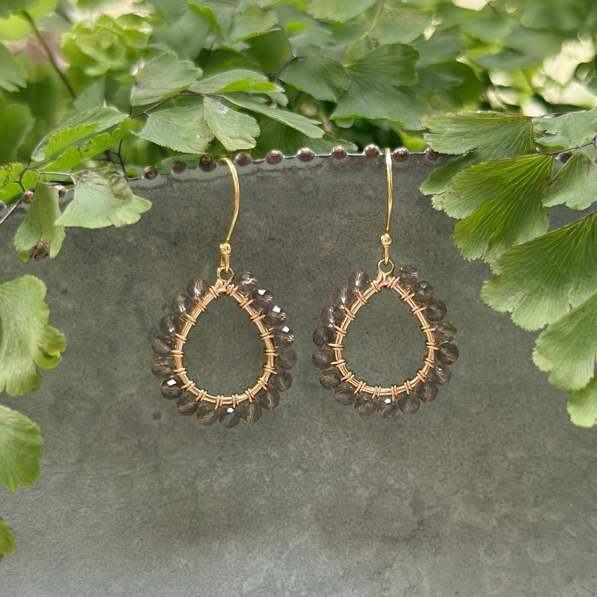 Taupe Agate Mini Teardrop Earrings