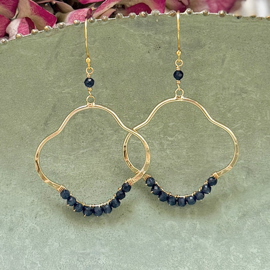 Dark Denim Blue Iolite Clover Earrings