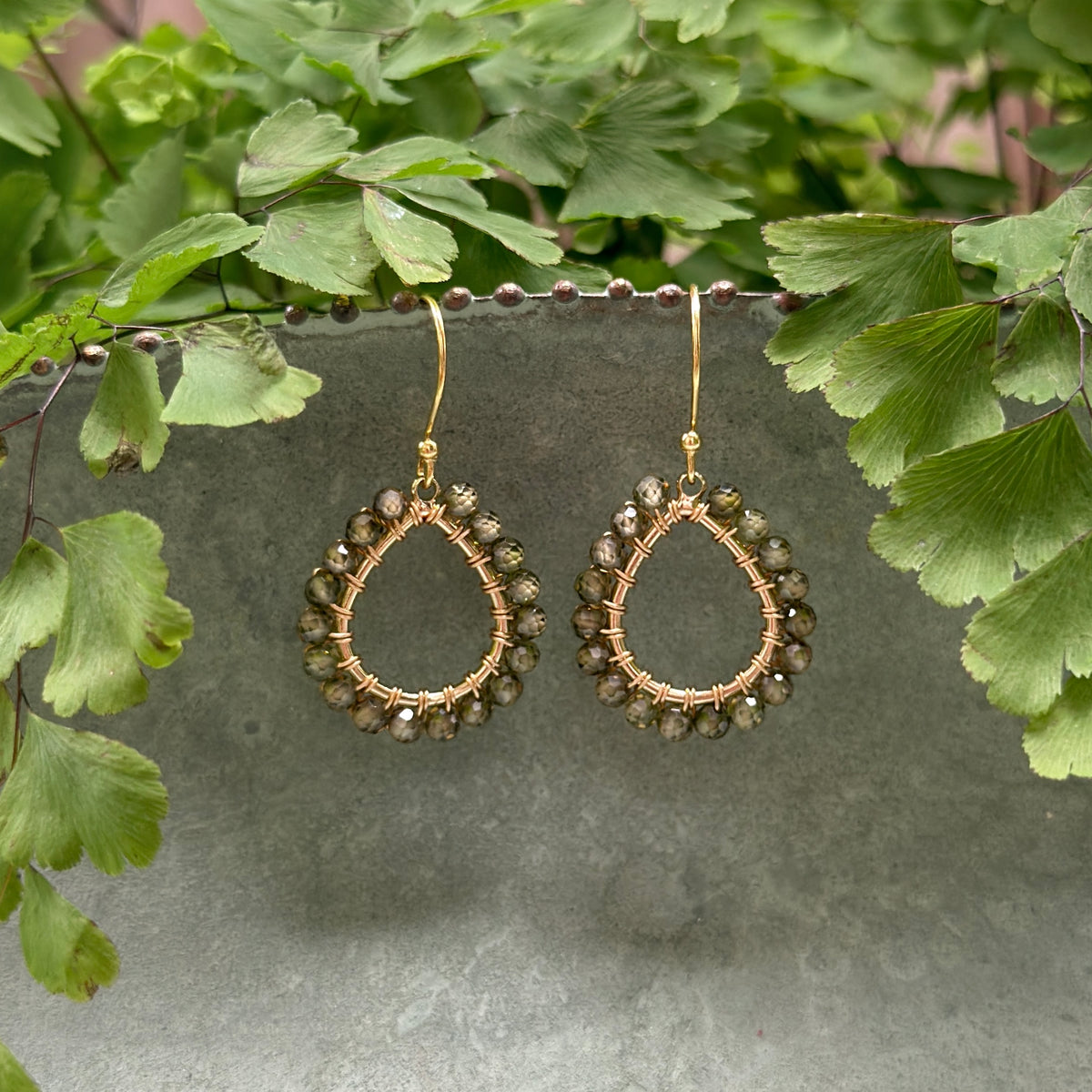Olive Green Peridot Mini Teardrop Earrings