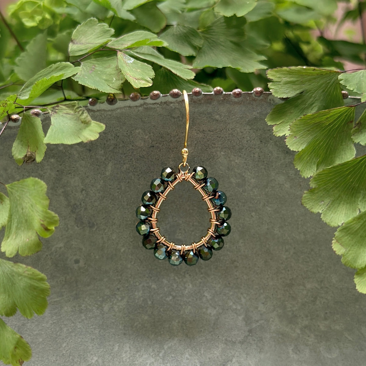 Petrol Green Pyrite Mini Teardrop Earrings