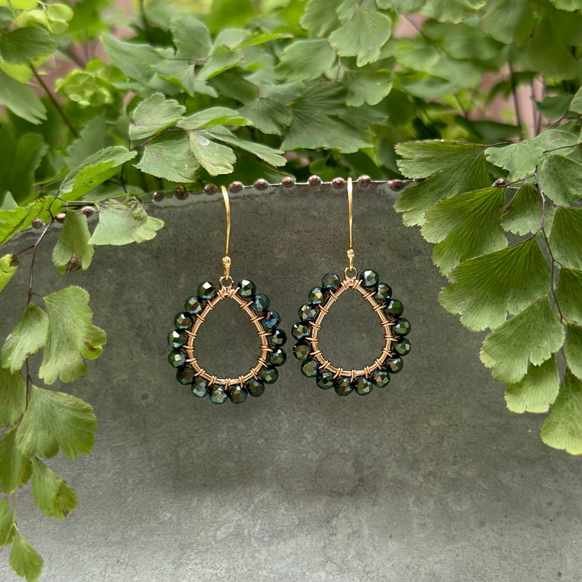 Petrol Green Pyrite Mini Teardrop Earrings