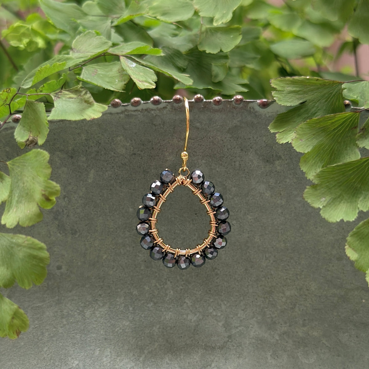Charcoal Grey Hematite Mini Teardrop Earrings
