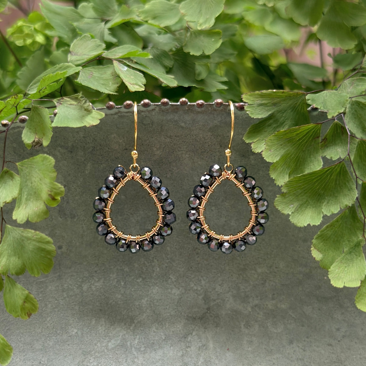 Charcoal Grey Hematite Mini Teardrop Earrings